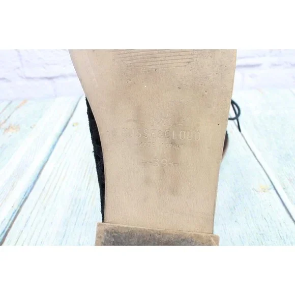 Musse & Cloud Black Suede Aiden Perforated Peep Toe Lace Up Boots Size 8 - Picture 8 of 9